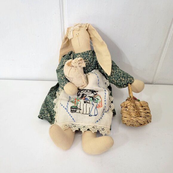 Rabbit Folk Doll Rag Doll Handmade Vintage Artist Doll - Picture 6 of 6